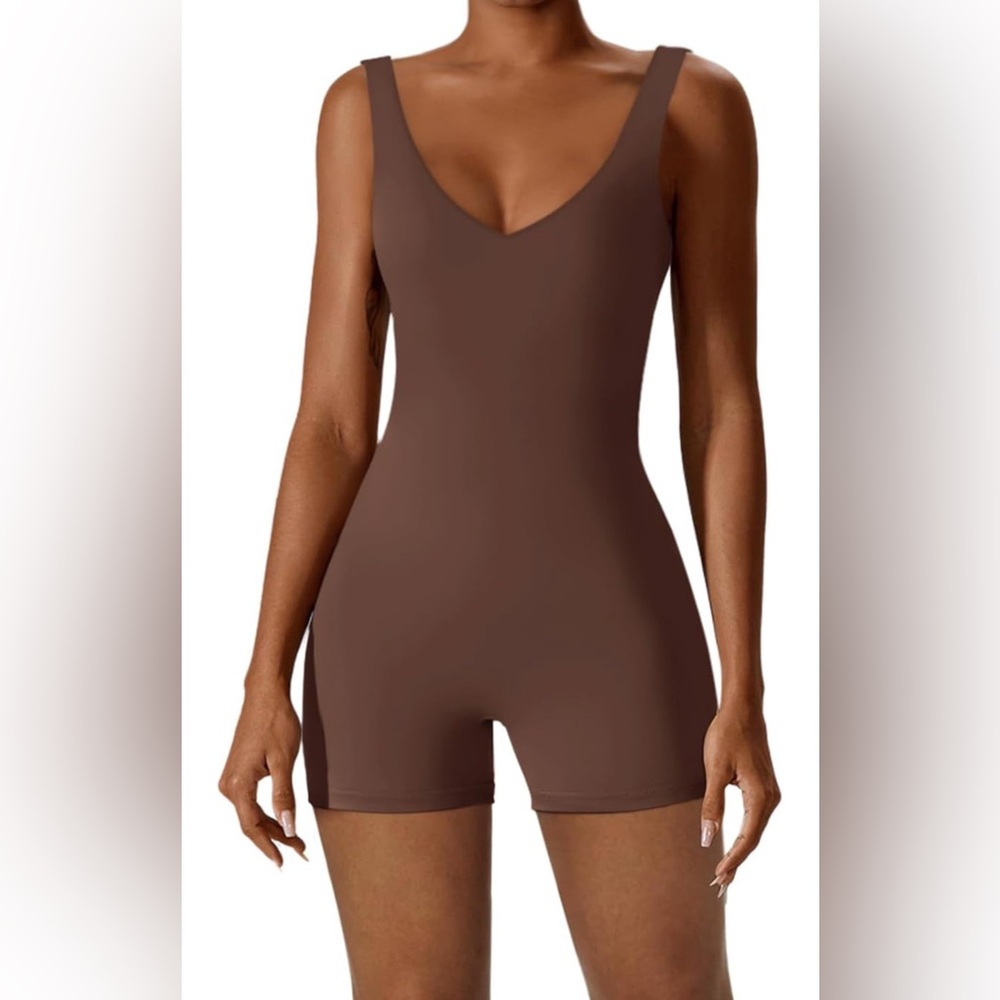 REORIA Women's Sexy V Neck Sleeveless Bodycon Romper